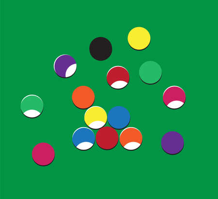 Billiard balls on table with shadow. Flat. Vector.