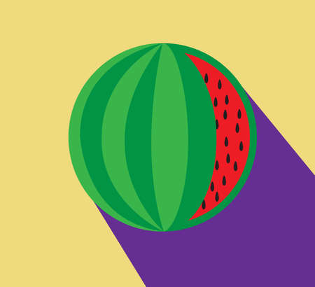 Illustration of watermelon. Modern minimal flat style, vector.のイラスト素材
