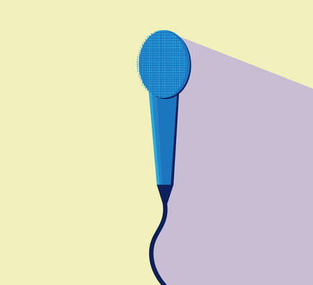 Microphone with shadow on yellow background. Vectorのイラスト素材