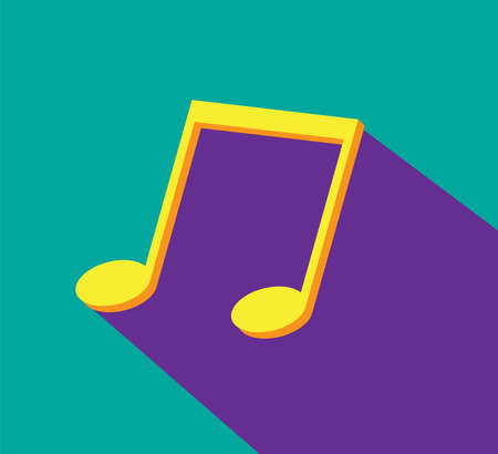 Music note icon on green background. Vector illustrationのイラスト素材