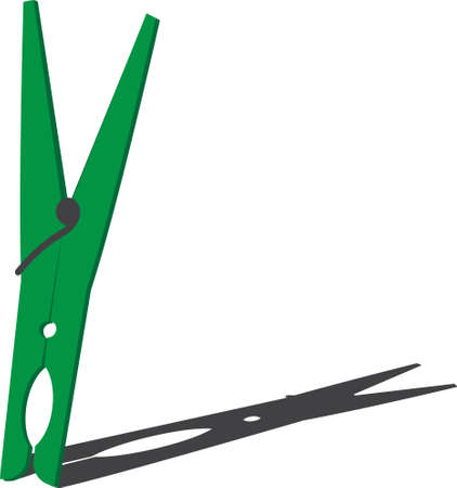 Clothespin with shadow isolated on white. Vector.のイラスト素材