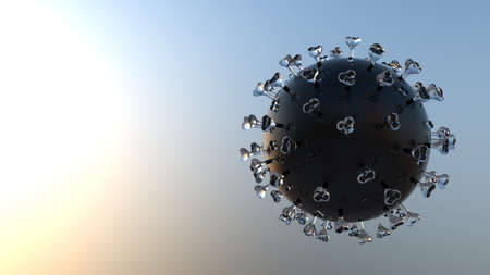 Covid-19 coronavirus molecules under the microscope. 3D Rendering