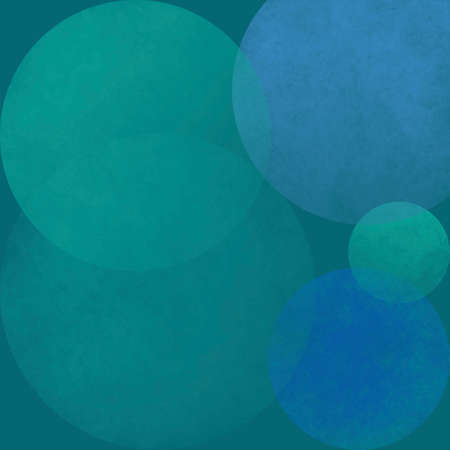 Grunge watercolor background of circles in blue-green shades.