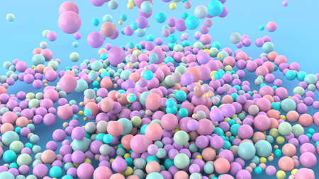 Illustration of falling colored balls. 3D Renderの写真素材