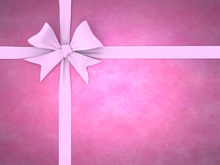 The delicate festive pink background is made of watercolor paper and pink ribbon tied with a bow in the middle of the illustration. 3D Renderの写真素材