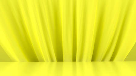 Yellow abstract background with a developing fabric at the table. 3D Renderの写真素材