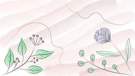 Abstract background with flowers, organic shapes, in pastel earth tonesのイラスト素材