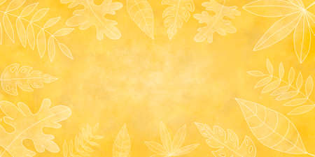 Orange abstract watercolor yellow. Vintage illustration of autumn with leaves in the form of a frame