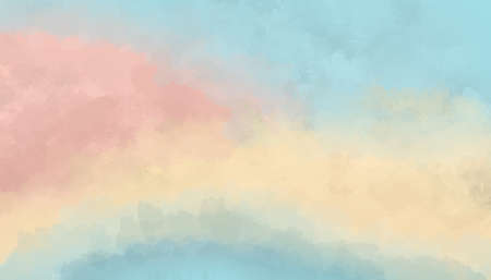 Watercolor orange color background with blue yellow and pink colorの写真素材