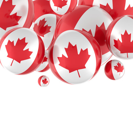Festive balloons with the flag of Canada. 3D Render.の写真素材
