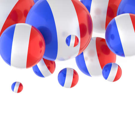 French flag on balloons. Festive illustration of the flag of France. 3D Render.の写真素材