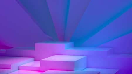 Podium of the metaverse with geometric shapes. A fantastic platform for product presentation. 3D...