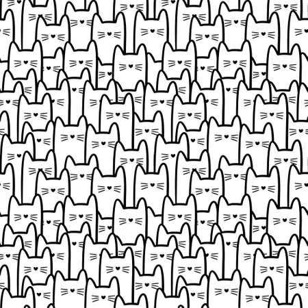 Outline cats endless pattern. Group of cats pattern.の写真素材
