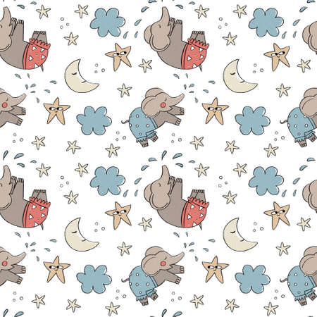 Doodle children pattern for decorative design. Animal pattern. Children character. Kids graphic.の写真素材