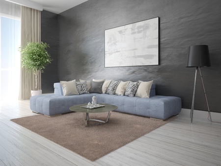 Mock up fashionable living room with large background.の写真素材