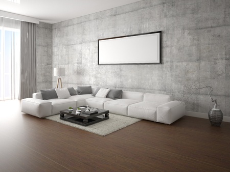 Bright modern living room with sofa.の写真素材