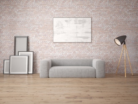 Mock up modern living room with sofaの写真素材