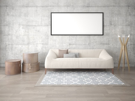 Mock up bright living room with a trendy classic living room.の写真素材