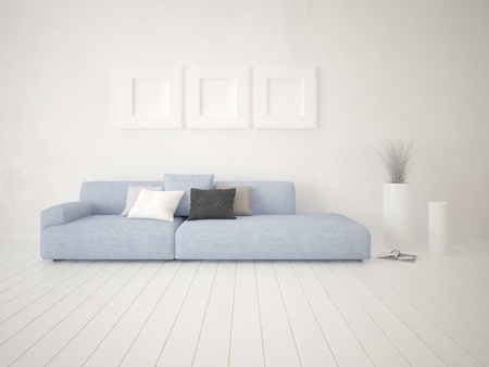 Lovely sofa and a bright hipster backdrop.の写真素材