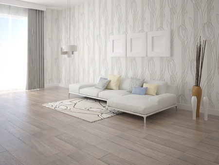 Mock up bright living room sofaの写真素材