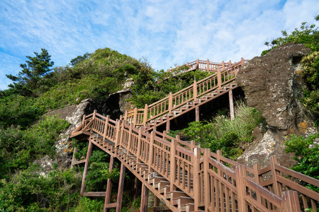 Jeju island, South Korea - Jun. 04, 2023: Beautiful Seongsan Ilchulbong at Jeju do (Jeju island),...