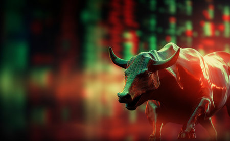 AI Generated stock bull market trading design concept background.の素材
