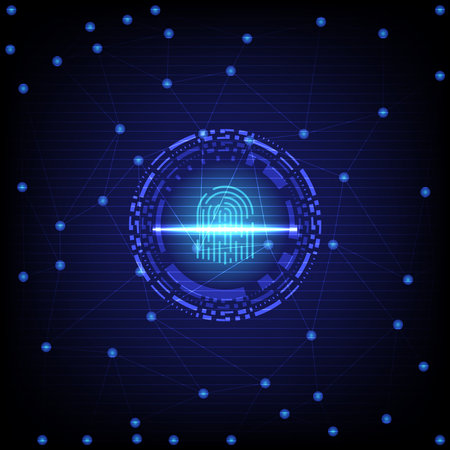 Fingerprint scan to access protected network service data with biometrics.のイラスト素材