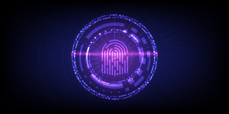 Fingerprint scan to access protected network service data with biometrics.のイラスト素材