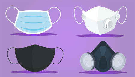 A set of medical masks of different types.のイラスト素材