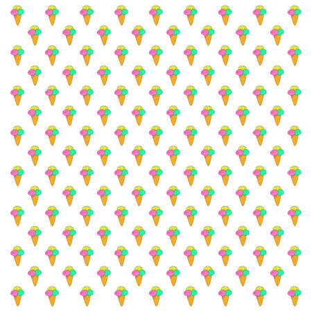 pattern tMelting ice cream balls on white background. Vector flat outline icon.illustration for t shirt designのイラスト素材