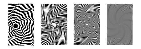 abstract background of white and black lines. Op art patterns set.のイラスト素材