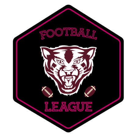 Football American logotype. Sport club emblems with panther. Street wear mascot sport team badge designのイラスト素材