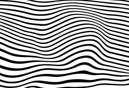 black and white mobious wave stripe optical design. simple texture. Pattern With Optical Illusion.のイラスト素材