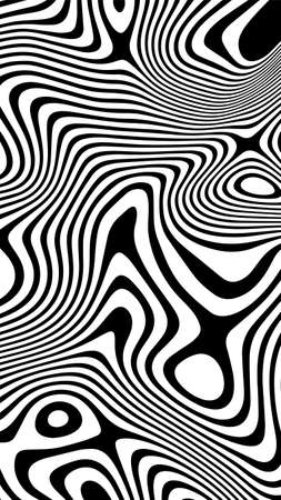black and white mobious wave stripe optical design. simple texture. Pattern With Optical Illusion.のイラスト素材