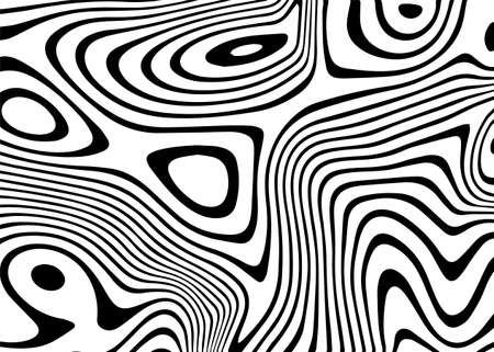 black and white mobious wave stripe optical design. simple texture. Pattern With Optical Illusion.のイラスト素材