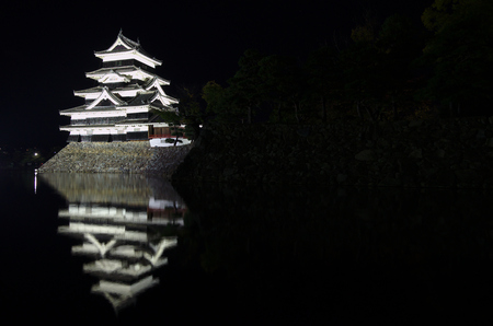 Matsumoto castle at nightのeditorial素材