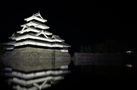 Matsumoto castle at nightのeditorial素材