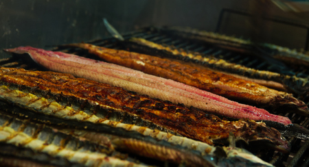 eel cooked on barbecueの写真素材