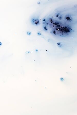 Amazing colorful blue agate Crystal cross section isolated on white background. Natural translucent surface of agate crystal, blue abstract structure of mineral stone macro close-upの写真素材