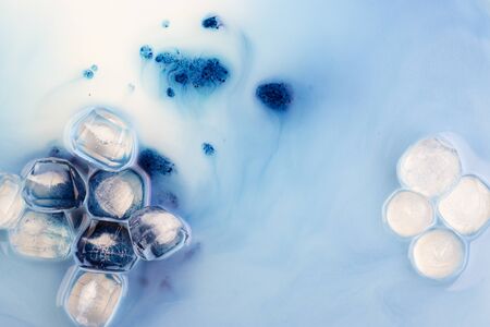Amazing colorful blue agate Crystal cross section isolated on white background. Natural translucent...
