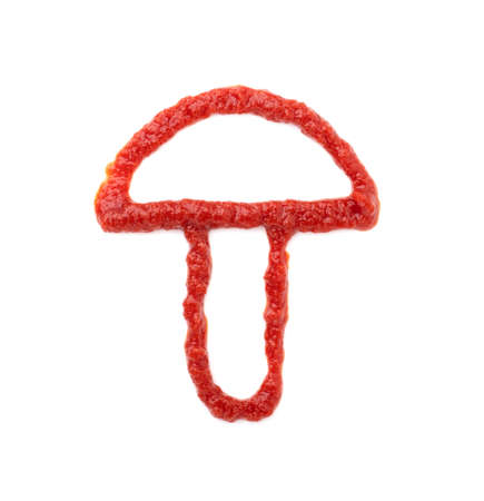ketchup mushroom isolated on a white background. children's drawings of tomato sauceの写真素材