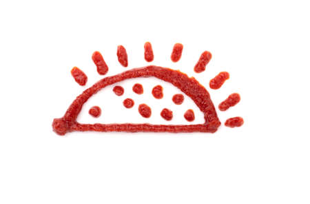 ketchup hedgehog isolated on a white background. children's drawings of tomato sauceの写真素材