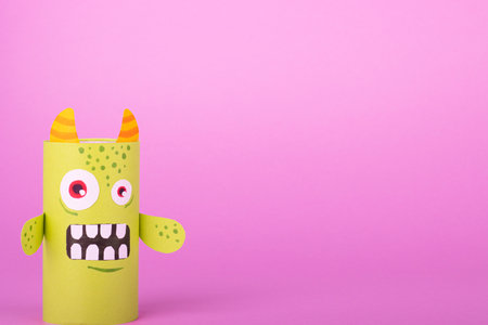 toys made with a roll of toilet paper. the concept of eco-friendly reuseの写真素材