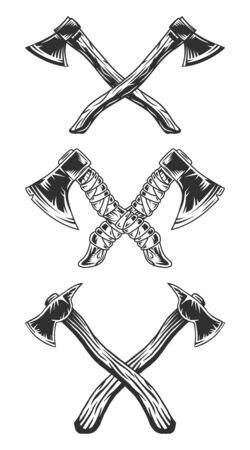 Vintage modern monochrome black ax. Design element on white background isolated. Vector illustration.のイラスト素材