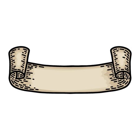 Ribbons isolated on white background. Old vintage style hand drawing engraved. Design element for banner, menu, poster, web.のイラスト素材