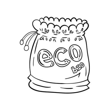 Doodle eco bag made of fabric and paper.のイラスト素材