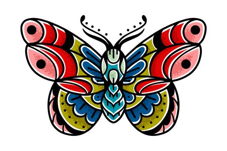 Moth hand drawing old school tattoo.のイラスト素材