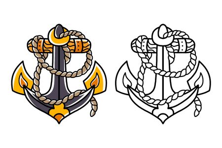 Anchor hand drawing old school tattoo.のイラスト素材