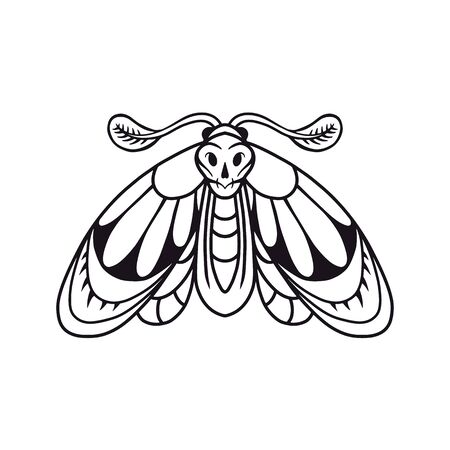 Moth hand drawing old school tattoo. Design element for poster, card, banner.のイラスト素材