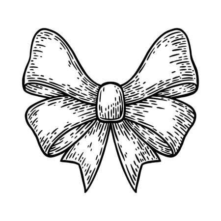Vintage retro bow isolated vector illustration on a white background. Design element for logo, badge, tattoo, banner, poster.のイラスト素材